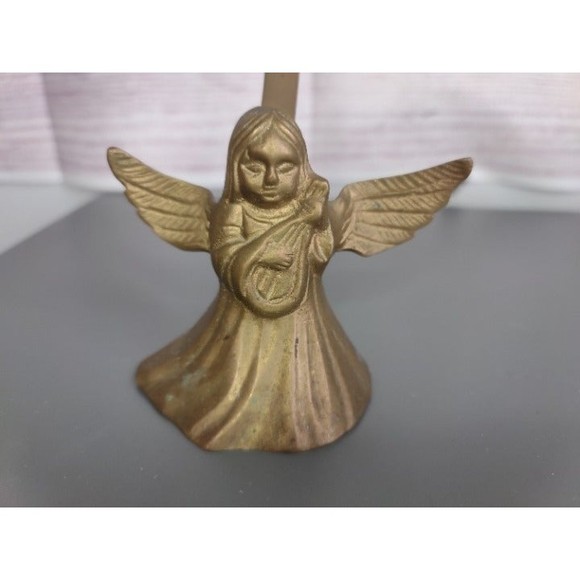 Vintage Brass Angel Halo Candle Holder 6"Tall x 5"Wide x 2 1/2" Deep - Picture 2 of 6